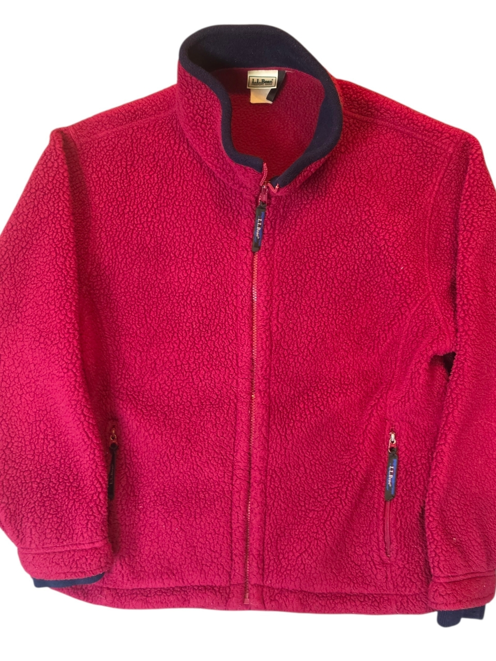 L.L. Bean Vintage Womans Large Full-Zip Sherpa Fleece Jacket Crimson Gorpcore